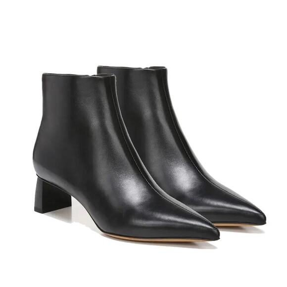 Vince Black Leather Pointed Toe Fane Booties Size 9 - Picture 1 of 11